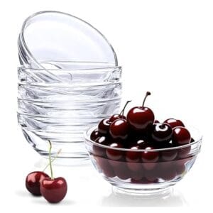 LOOKERIO 110ml glass bowl katoris set of 6 transparent small serving bowls for chutney dessert sauce dry fruits