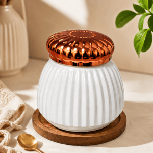 LOOKERIO Premium Glass Storage Jar with Airtight Orange Lid | Multipurpose Kitchen Container for Dry Fruits, Spices & Snacks